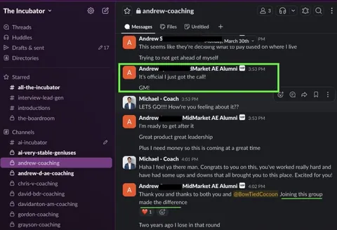 Community testimonial screenshot 05