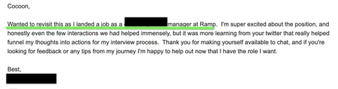 Community testimonial screenshot 31