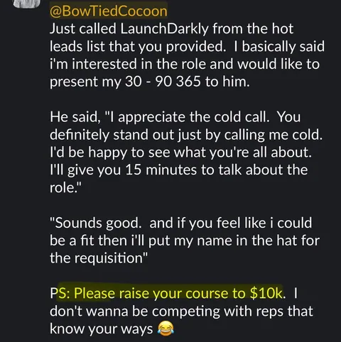 Community testimonial screenshot 35