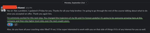 Community testimonial screenshot 38